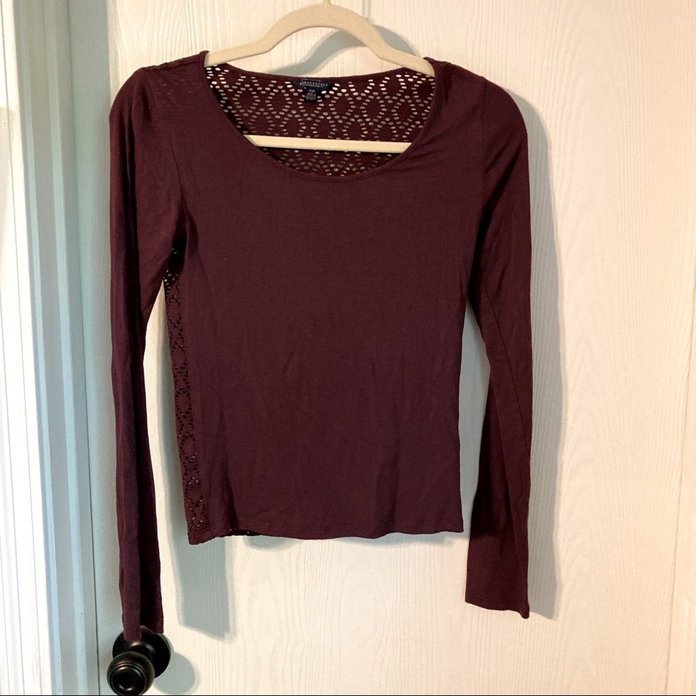 Aeropostale small long sleeve shirt burgundy maroon women junior